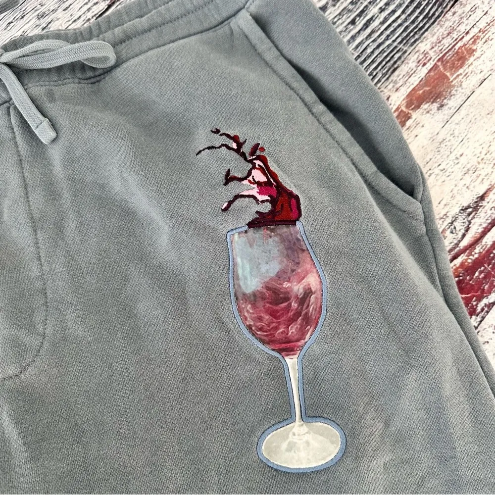 Mr. EatWell Wine Glass Sweatpants Blue Size XL - Image 5