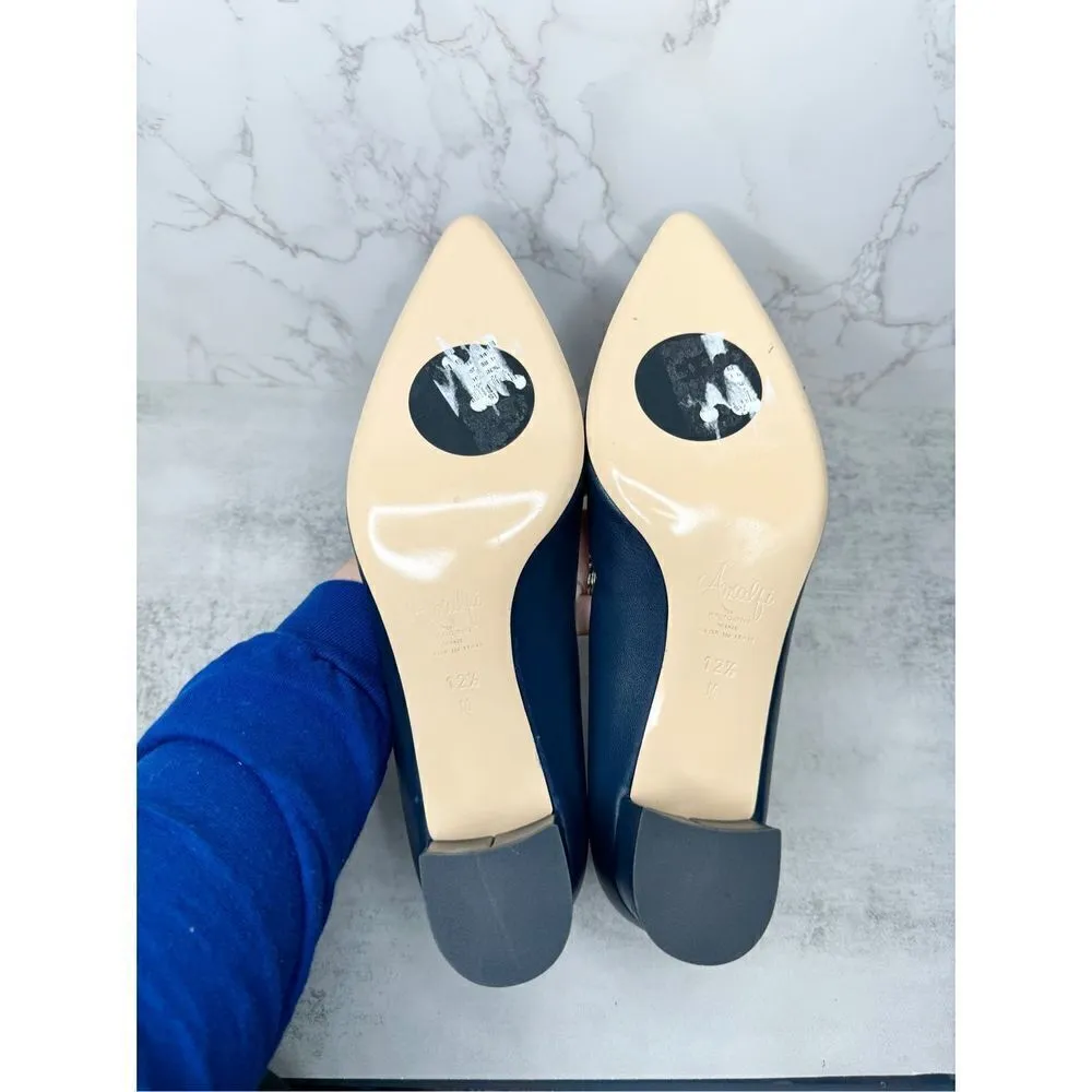 Amalfi Pumps Womens Size 12.5 Blue Leather Pavone Slip On Cushioned Shoes - Image 14