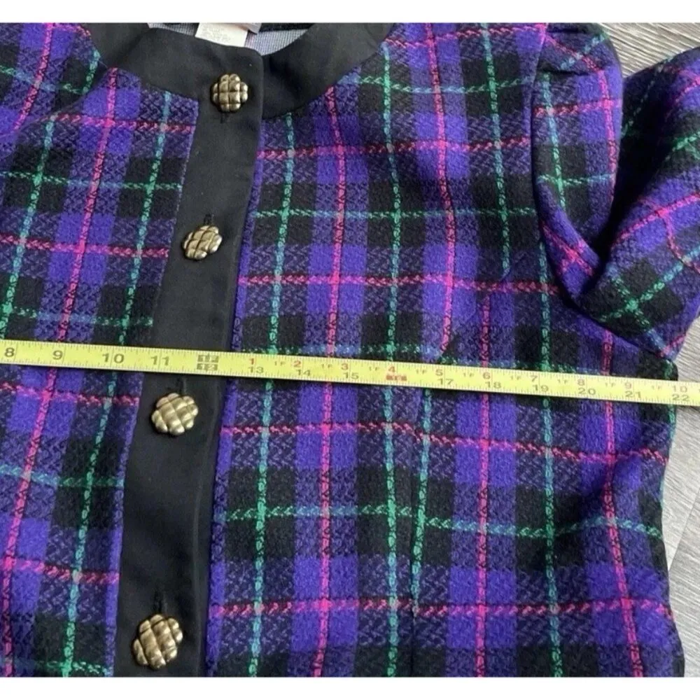 Vintage Tina Barrie Women’s Size 16 Jacket Blazer Purple Classic 80s USA Made Black - Image 4