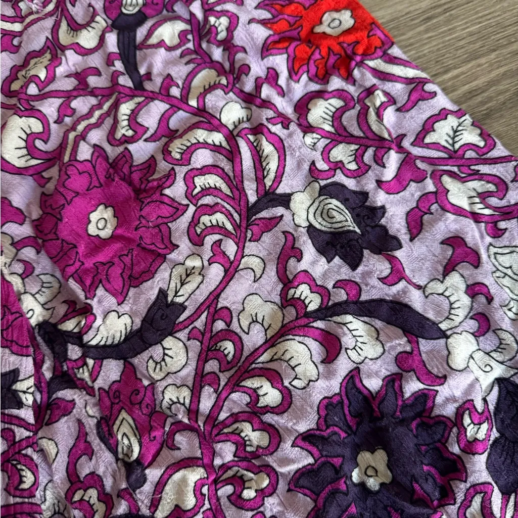 Cynthia Rowley Floral Purple Flare Summer Pants - Image 4