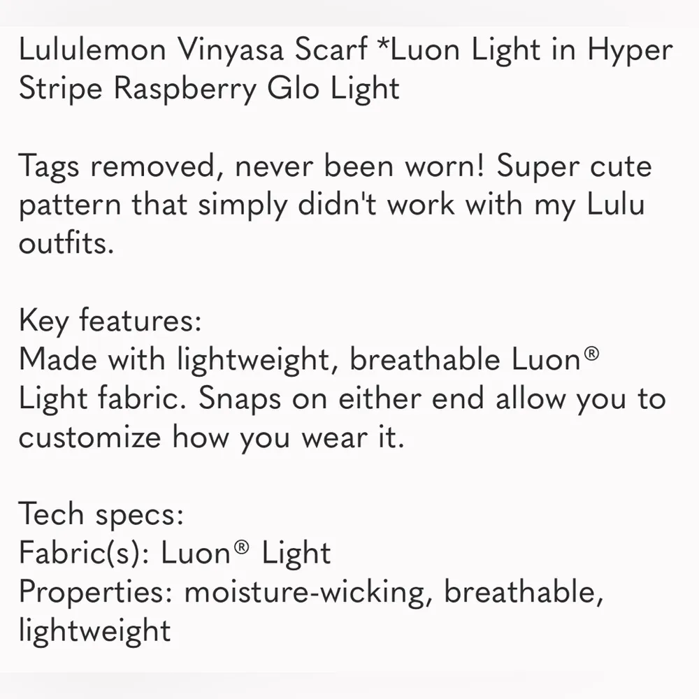 Lululemon Vinyasa Scarf Luon Light in Hyper Stripe Raspberry Glo Light 466 - Image 10