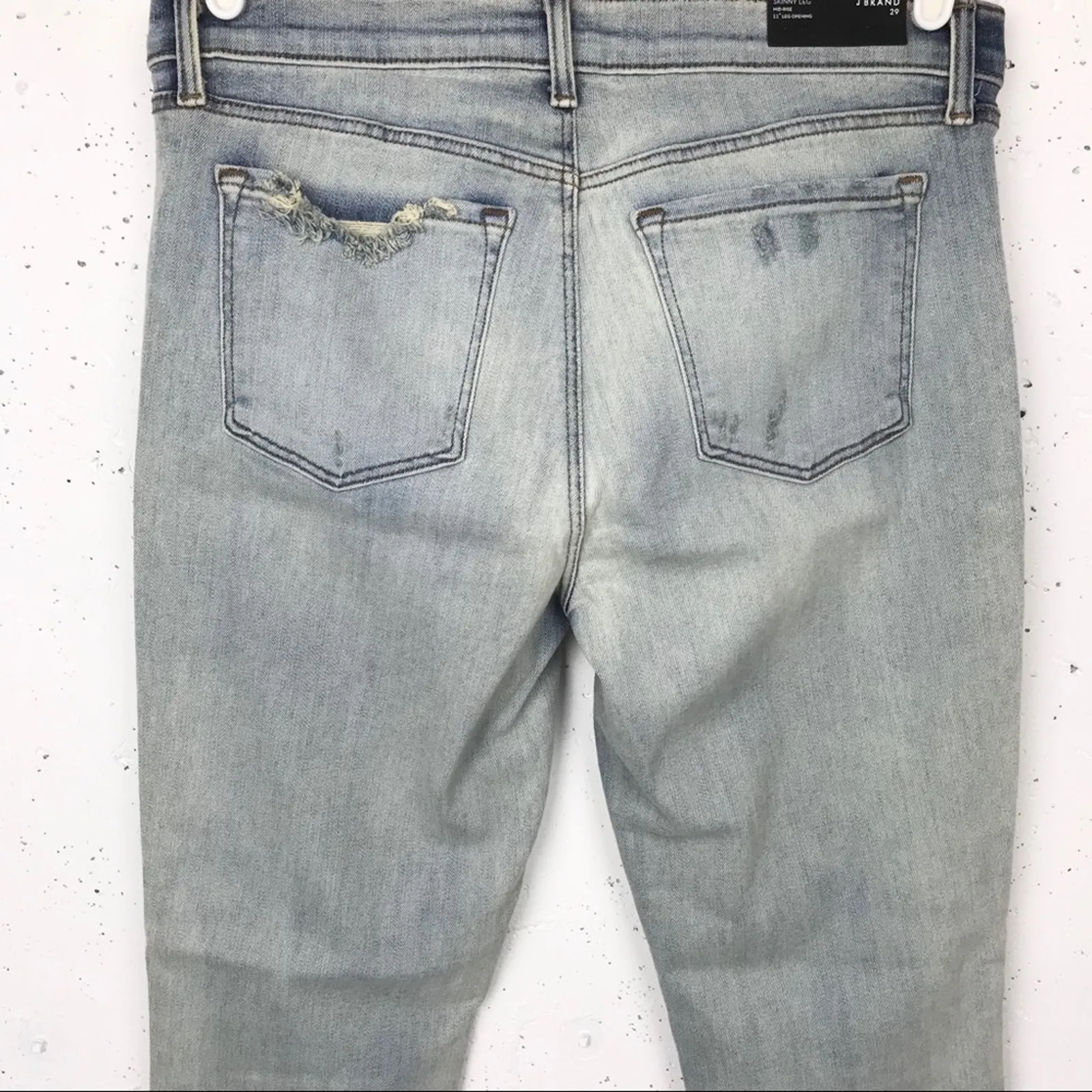 J Brand Womens Remnant Skinny Jeans Light Wash Zip Fly Dark Hem Distressed 29 - Image 10