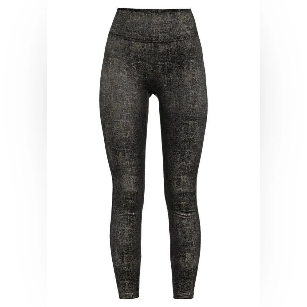 Spanx Velvet RARE Leggings Black Gold Metallic Shine High Rise Stretch 20188R - Image 5