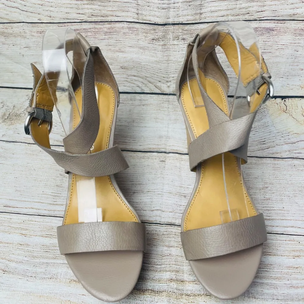 Tan Leather Platform Wedge Ankle Strap Sandal Size 10 - Image 3