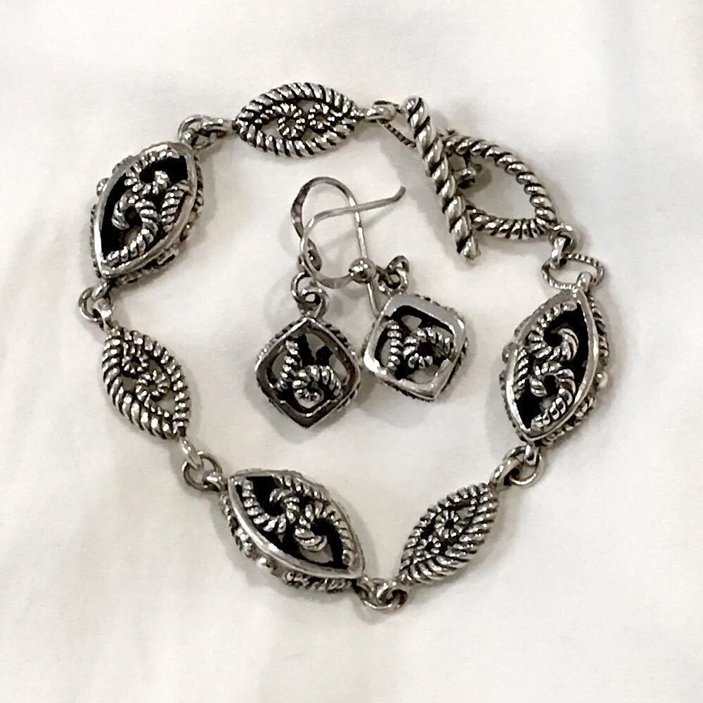 BARSE Oxidized Sterling Silver Rope Oval Link Toggle Bracelet - Image 4