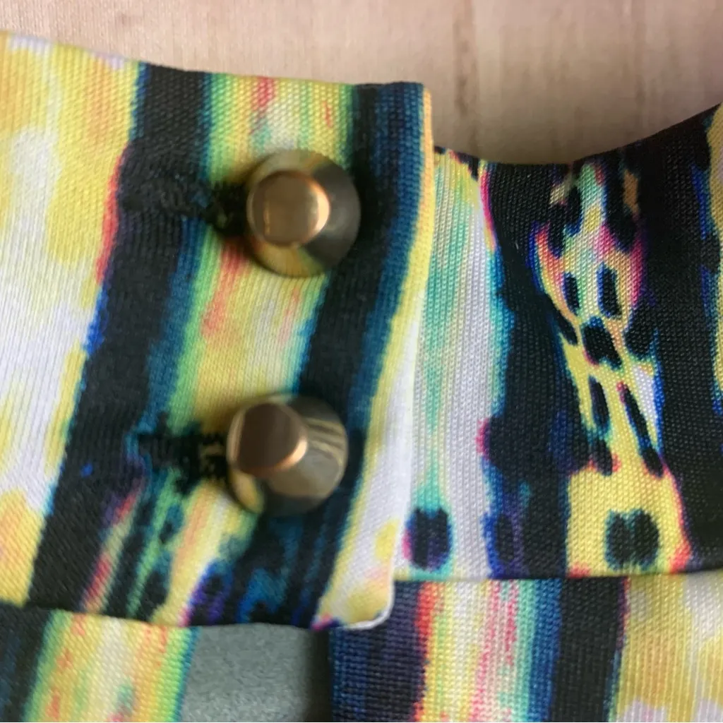 New Directions‎ Yellow and Black Patterned Midi Dress Green Size L - Image 7