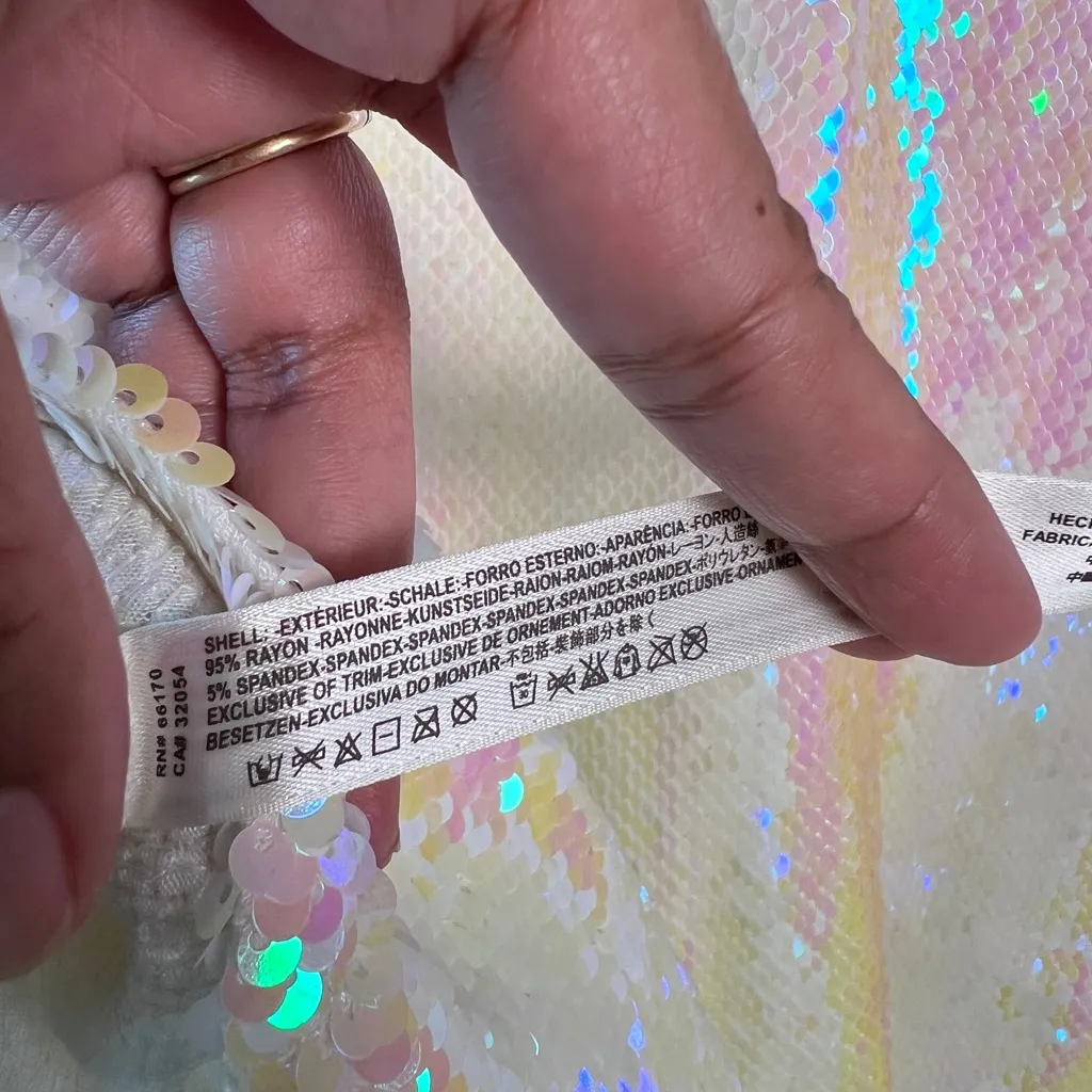 Intimately Free People Cream‎ Pearl Embellished Sequin Shift Slip Dress XS - Image 10