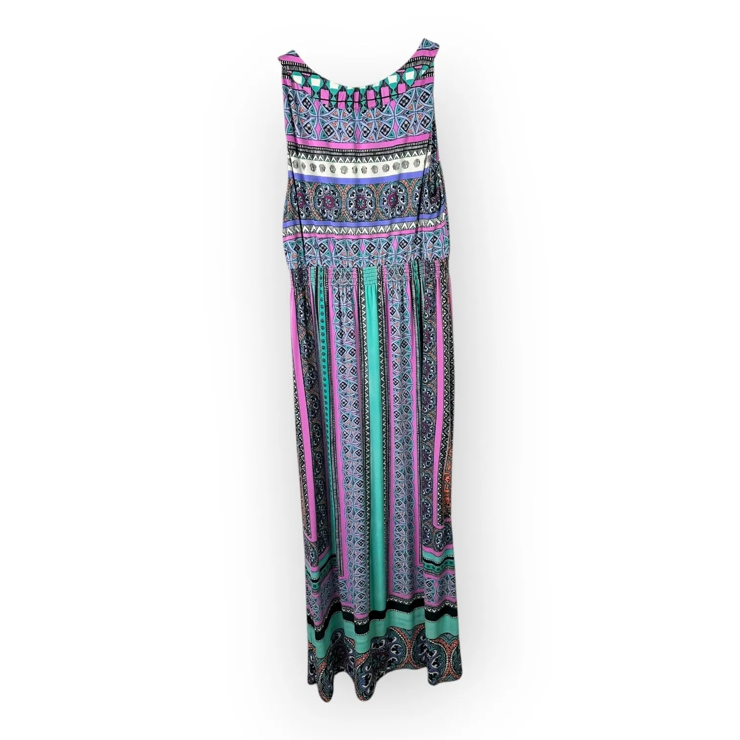 Soma Womens size Medium Bohemian Soft Aztec Geometric Maxi Dress Purple Stretch - Image 3