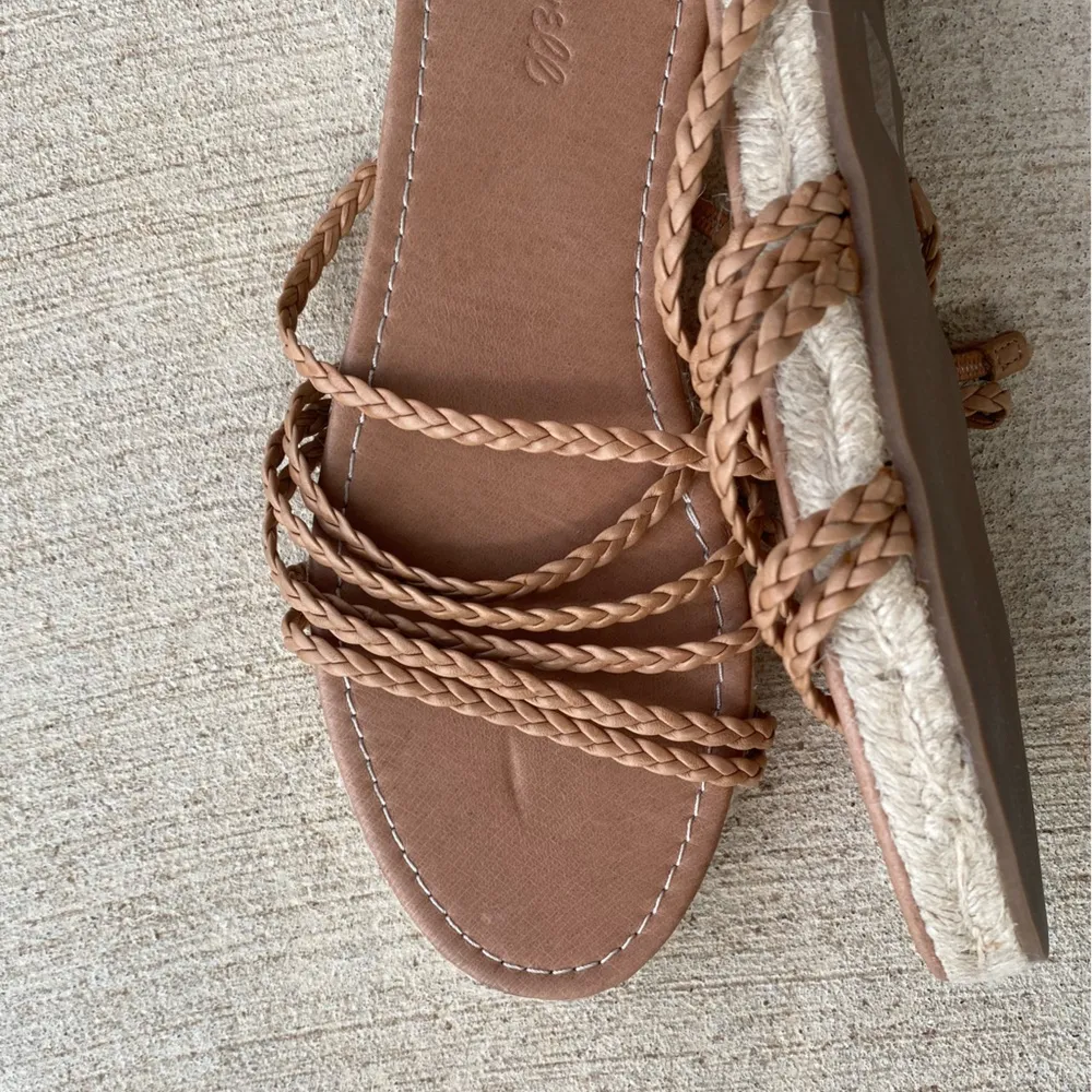 Madewell The Kathryn Espadrille Slide On Woven Leather Strappy Sandals - Image 3