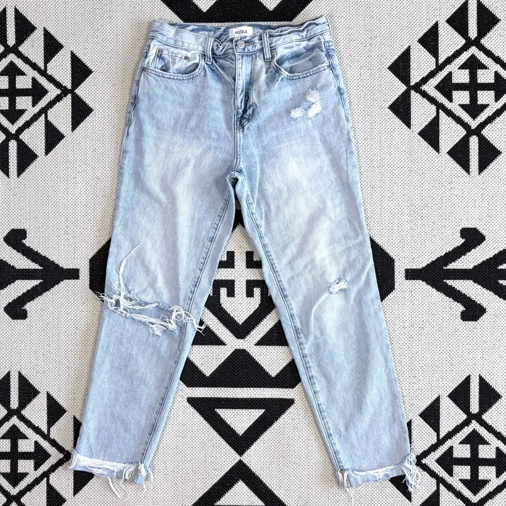 Pistola Presley High Rise Relaxed Roller Distressed Jean in By My Side Size 26 - Image 5