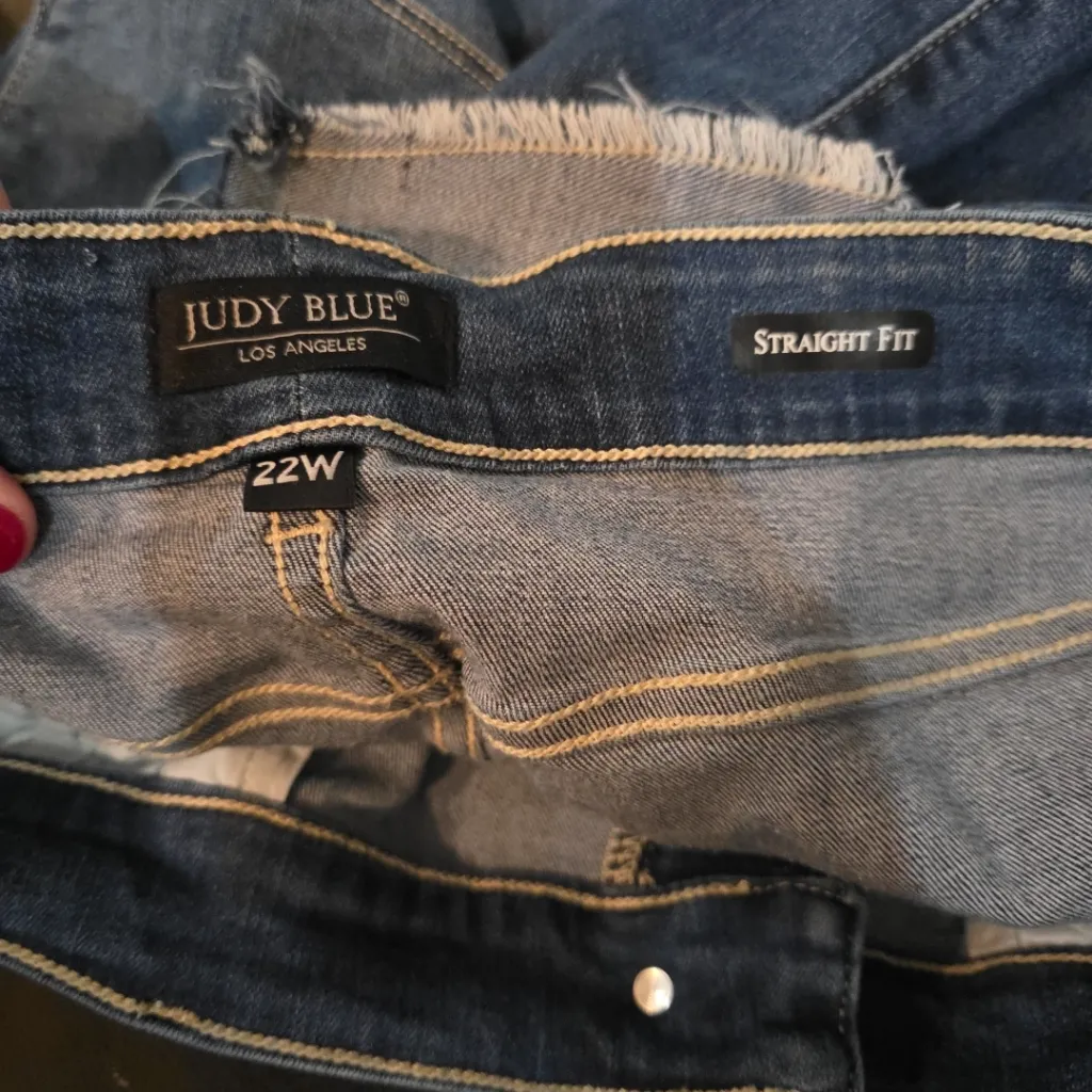 Judy Blue Womens Plus Jeans Size 22W Straight Fit High Rise Raw Hem Side Split - Image 8