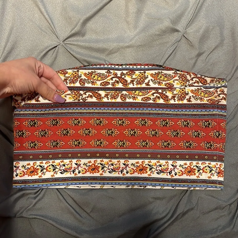 Forever 21 Bohemian Paisley Floral Pattern Tube Top Size Large - Image 6