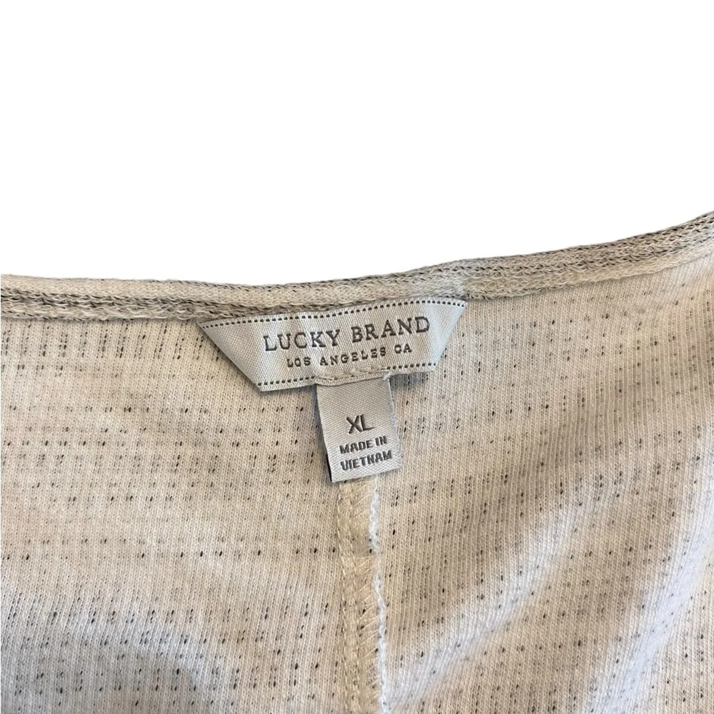 Lucky Brand heather gray / cream blend button down tank top - Image 4
