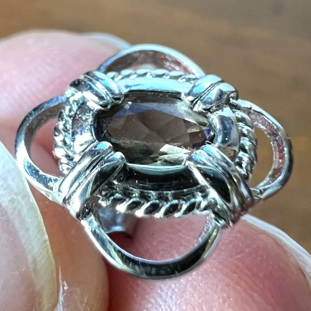 Peora Womens Stud Post Earrings Smoky Quarts and 925 Sterling Silver Brown - Image 3