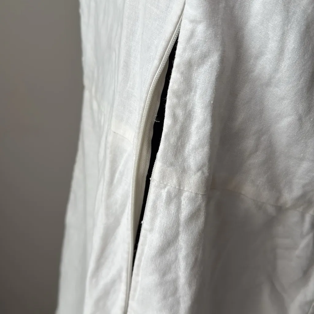 H&M White Flounce Sleeve Off-The-Shoulder Linen Mini Dress - Image 7