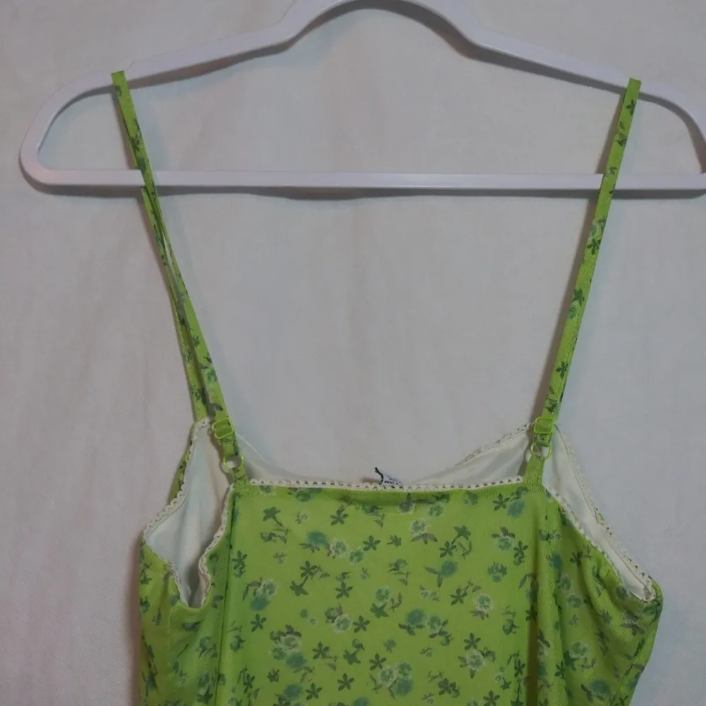 Rue 21 Green Floral Milk Maid Y2K Spaghetti Strap Mini Babydoll Dress Size L - Image 7