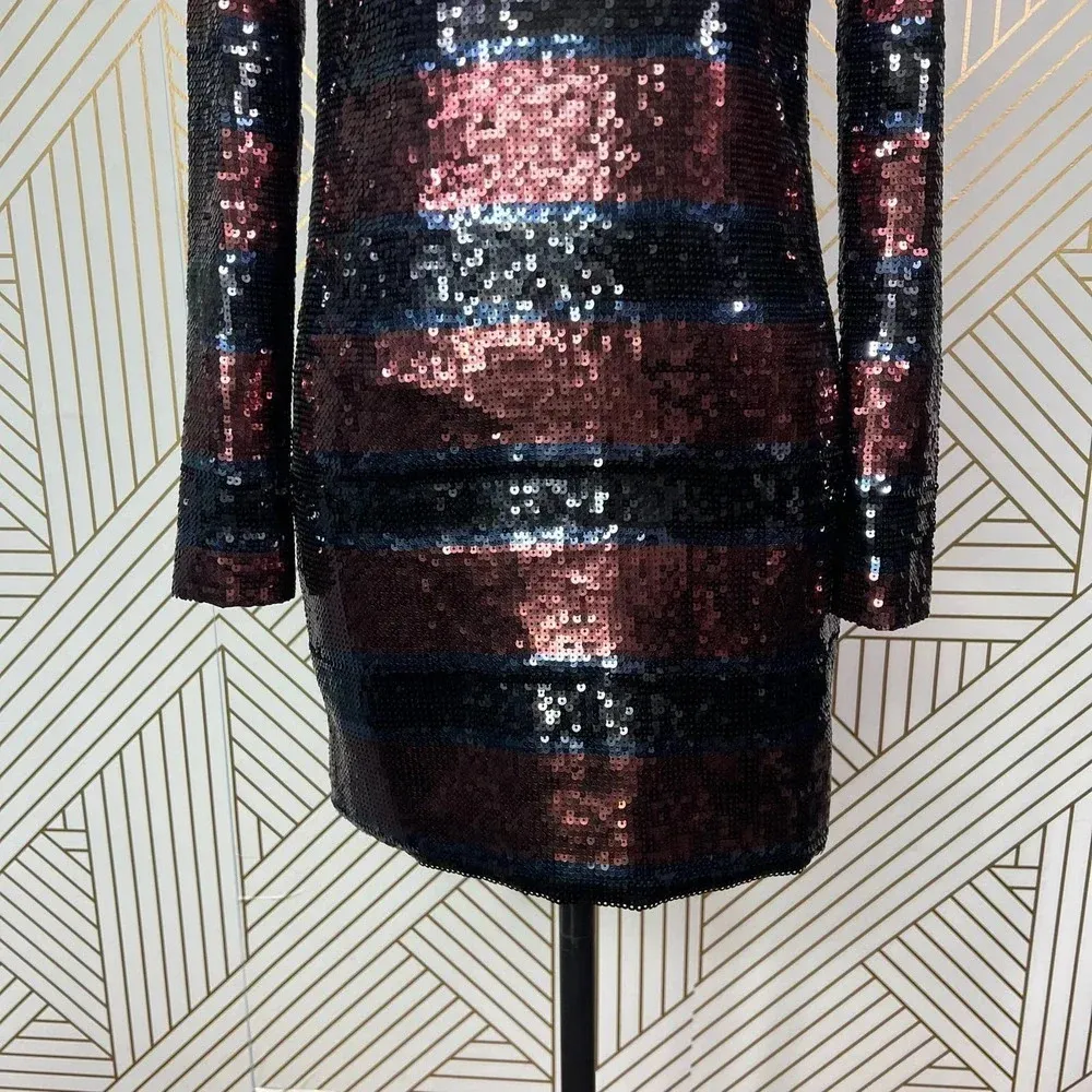 Veronica Beard Breakers Sequin Mini Dress In Dark Red Black Size US‎ 0 - Image 5