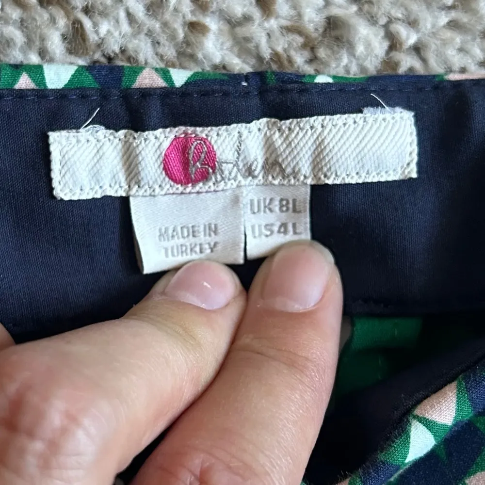 Boden Green Blue Teal Printed Dress Pants Office Formal Spring 4 Long Trousers Size undefined - Image 2