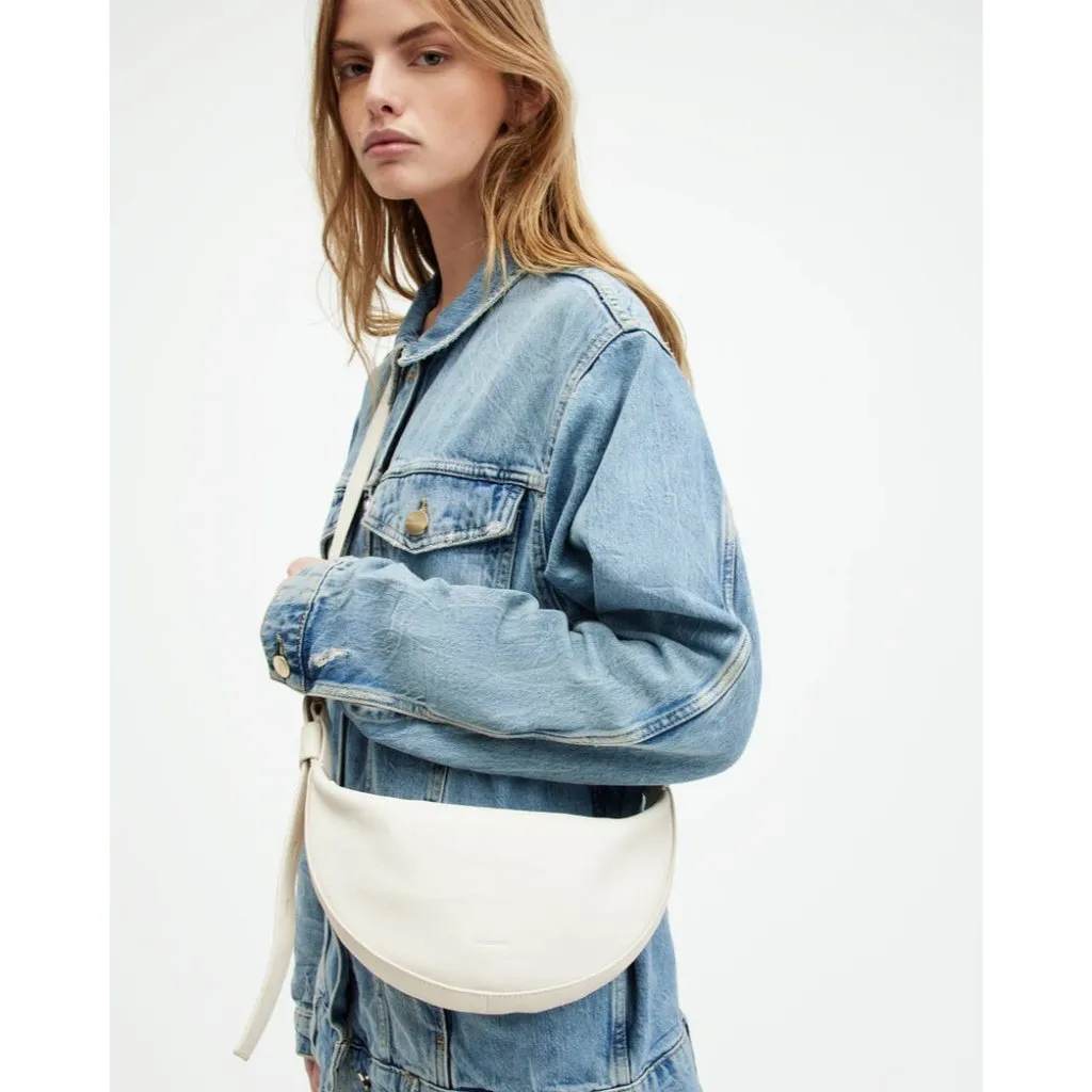 ALLSAINTS Half Moon Crossbody in White Womens Leather Bag Purse - Image 14