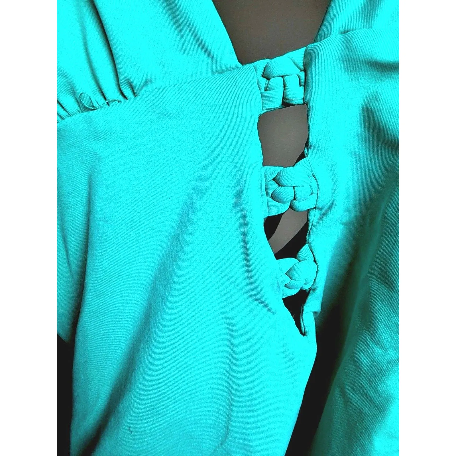 L*Space Portofino Halter One Piece Swimsuit Blue Turquoise Size 6 Cutout USA - Image 6