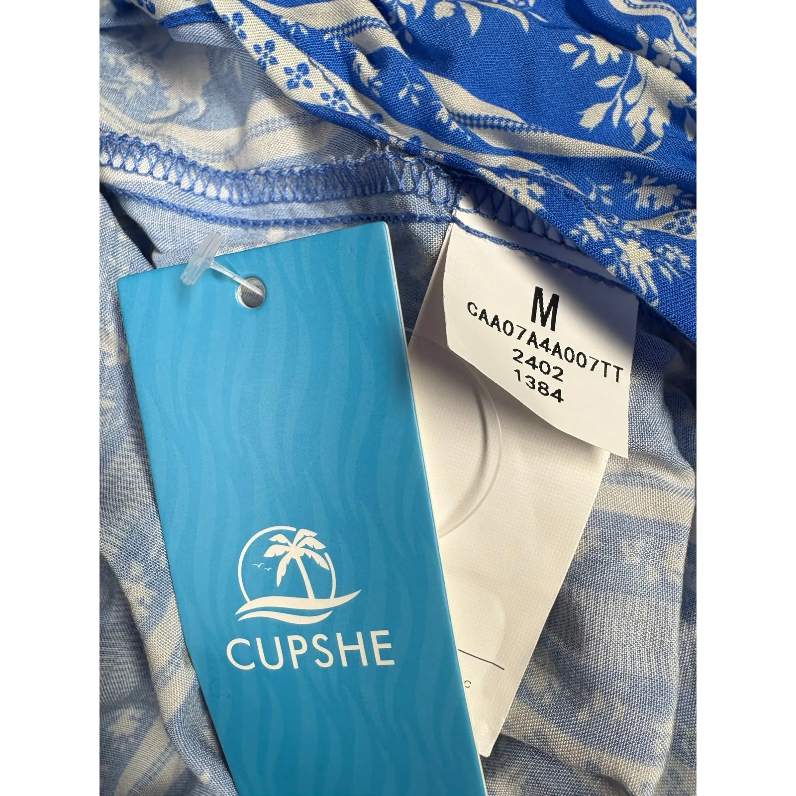 Cupshe womens blue & white wrap shirt. - Image 2
