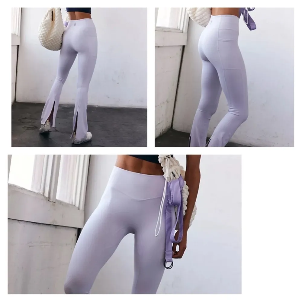 FREE PEOPLE Movement Never Better Flare Pants Slit Cuff Lavender Shadow - Image 2