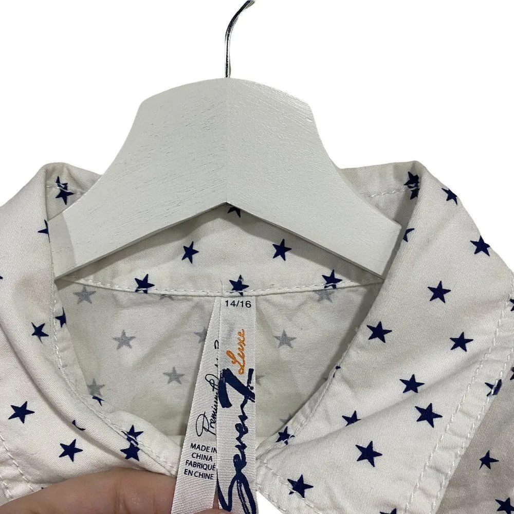 Seven7 Luxe novelty stars long sleeve button tie waist patriotic july 4th 14/16 - Image 2