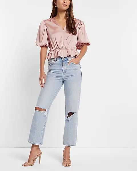 Satin Pink Wrap Blouse Bodysuit - Image 11