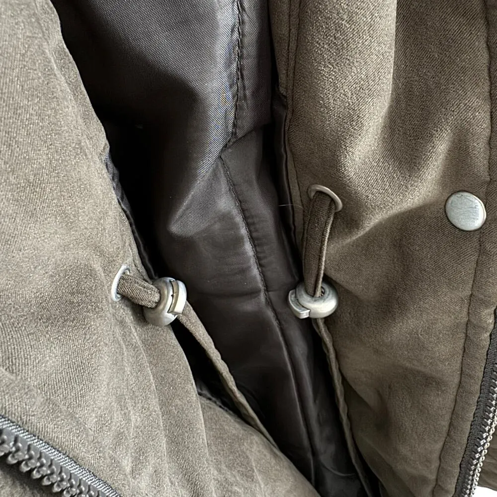 Croft & Barrow Brown Full Zip Soft Faux Suede Mock Neck Jacket Pockets Size L - Image 6