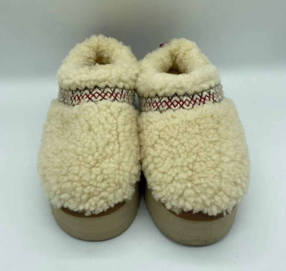 NWOT  Women's size 6 Tazz Sherling Braided Platform Slippers Natural Cream - Image 3