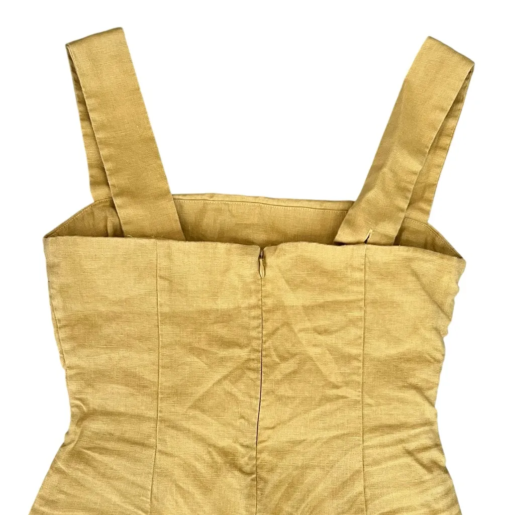 Reformation Women’s Kerrigan Linen Tank Dress in Tuscan Sun Mustard Yellow Sz 0 - Image 8