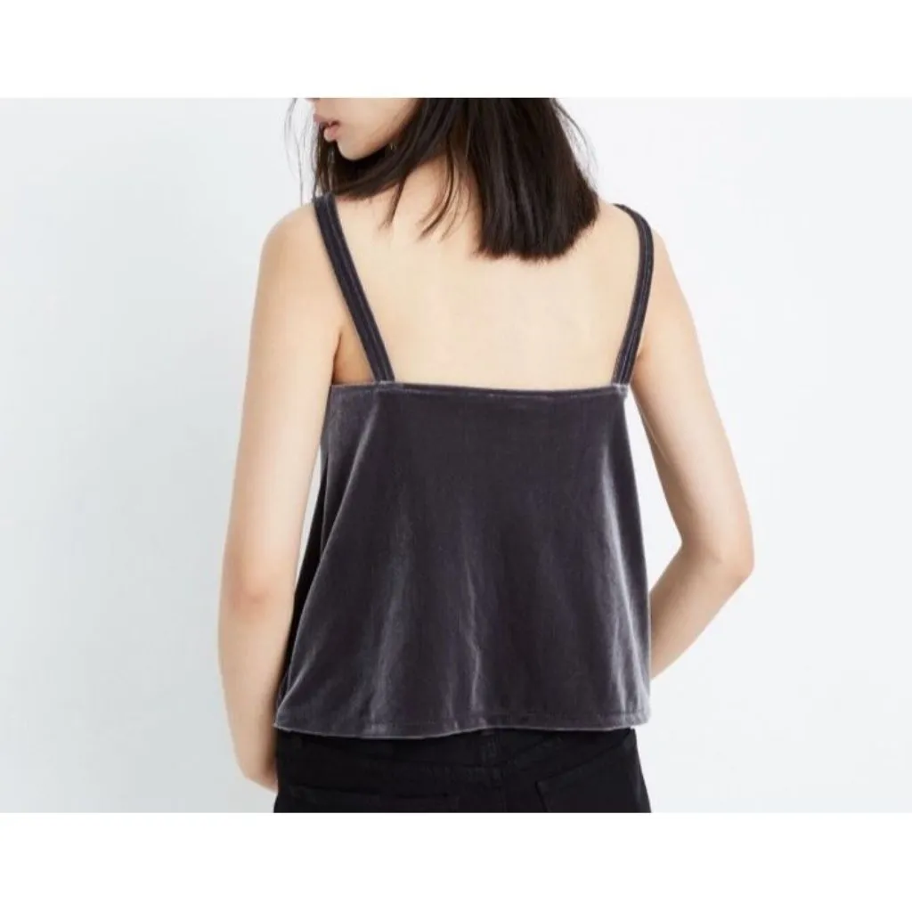 Madewell Velvet V Neck Tank Top Size M Brown‎ Preppy Boho Coquette Date Night - Image 2