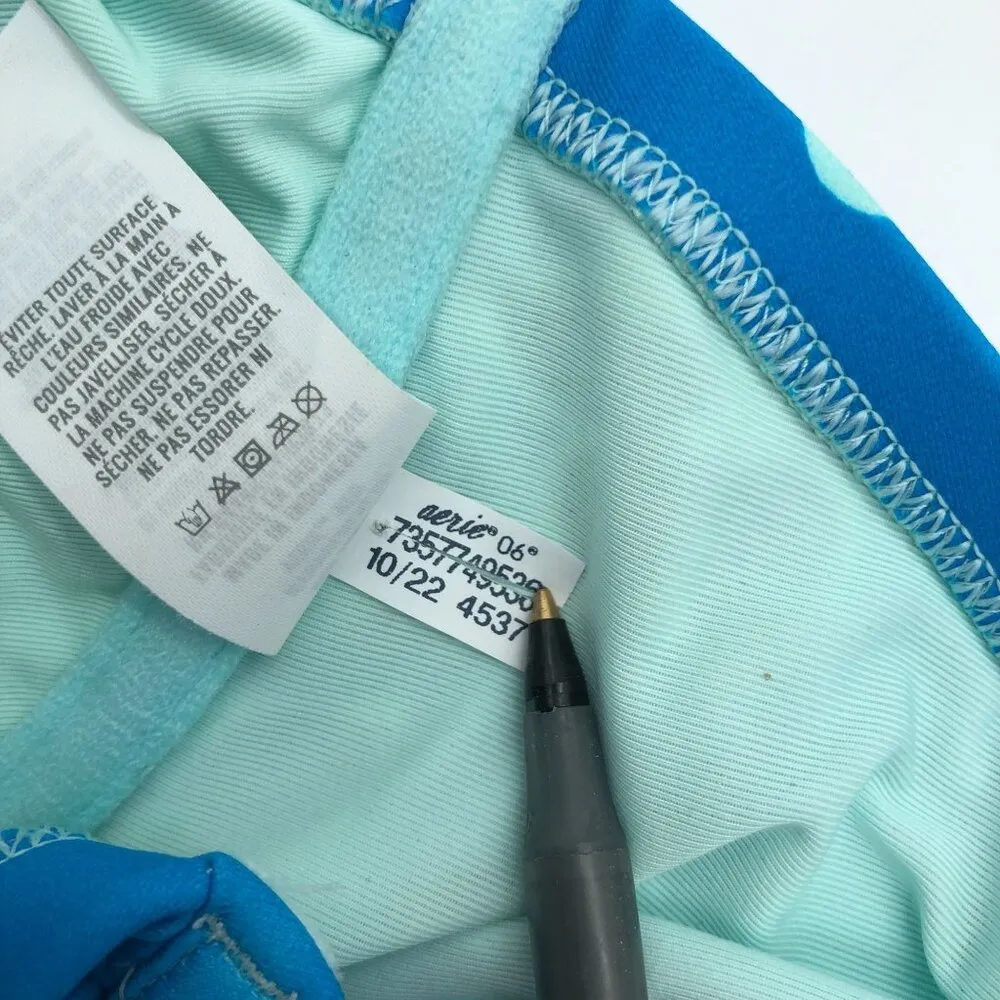 Aerie Bikini Top Unlined Underwire Floral Blue 34DD - Image 5