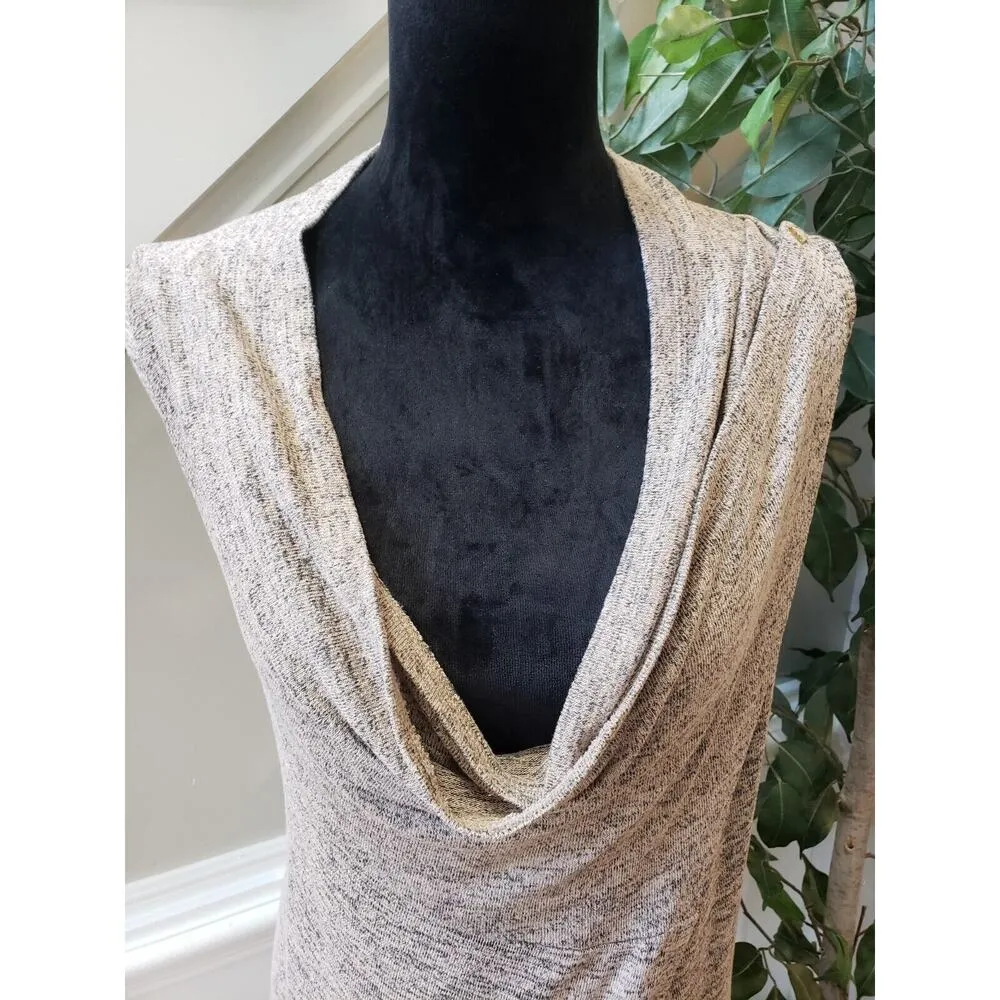 Olivia Sky Women's Brown Rayon Asymmetrical Open Wrap Sleeveless Blouse Large - Image 6