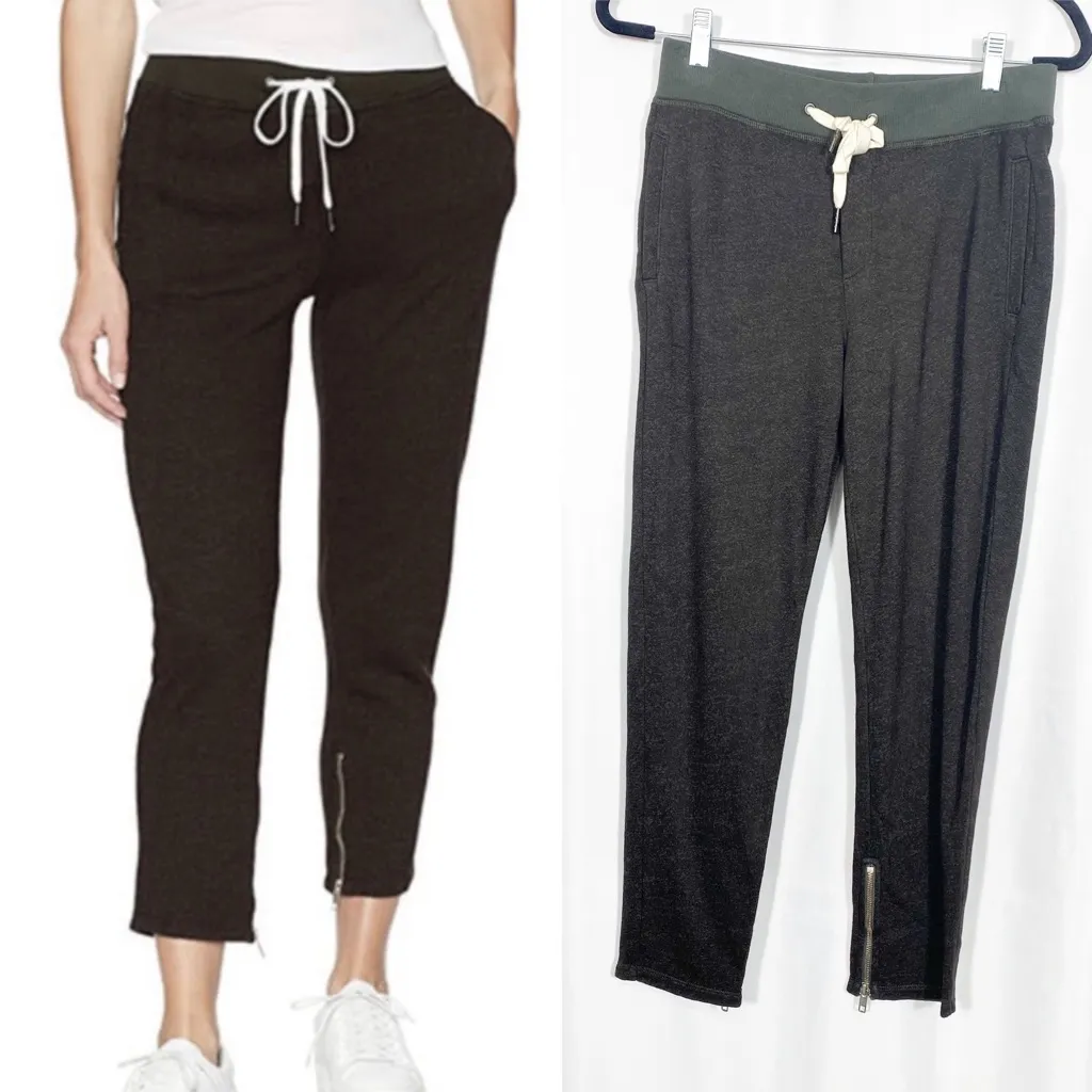 n:PHILANTHROPY Cotton French Terry Ankle Zip Jogger Sweatpants: Olive Green - Image 2