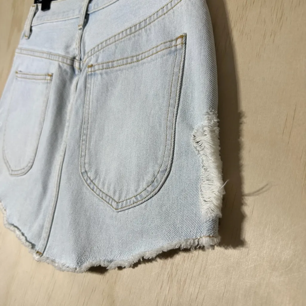 Carmar Los Angeles Star Studded Distressed Denim Mini Skirt Size 28 Blue - Image 8