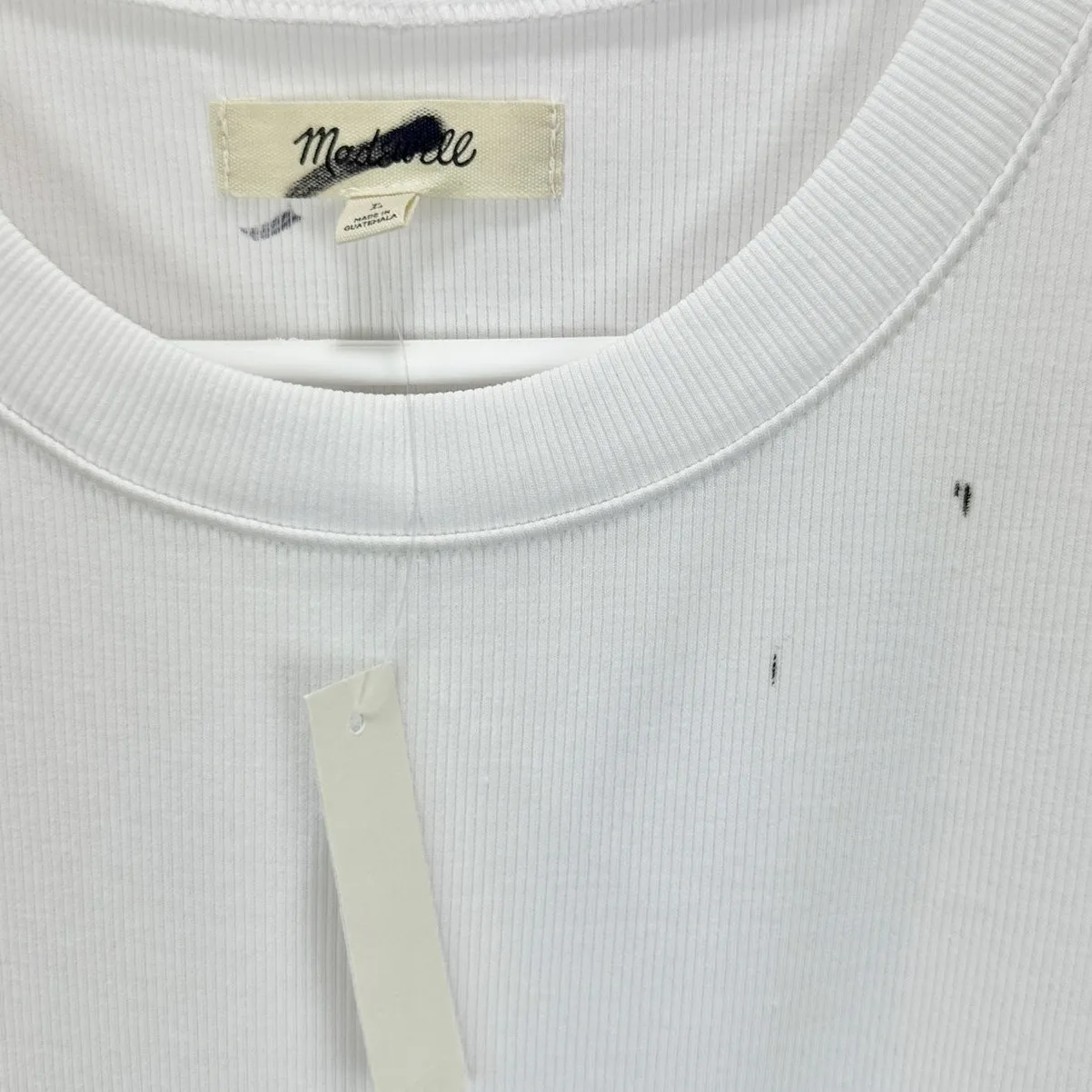 Madewell Supima Rib Tee Shirt Crewneck Basics Stretch Minimalist White L NWT - Image 5