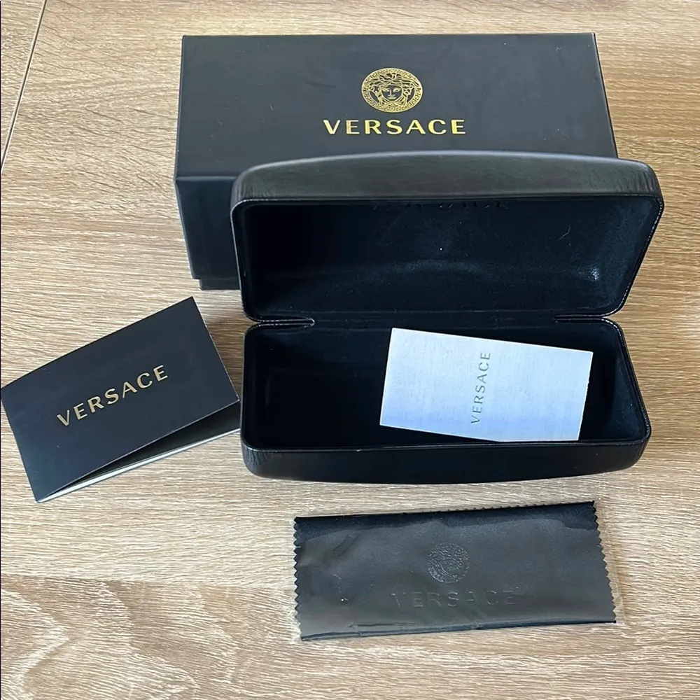 EMPTY Versace Black Sunglass Protective Case AND EMPTY box - Image 2