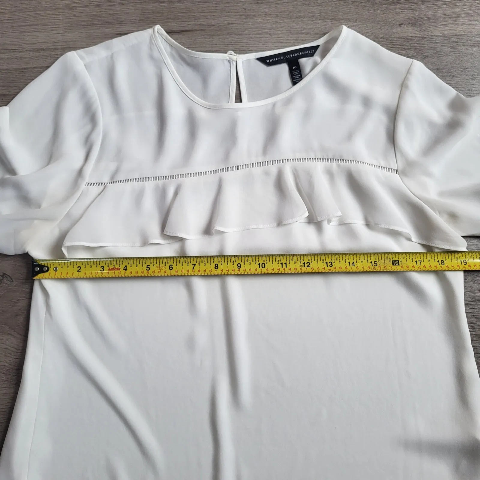 White House Black Market Ruffle Tiered Sleeve Blouse Top Elegant Womens Size 10 - Image 11