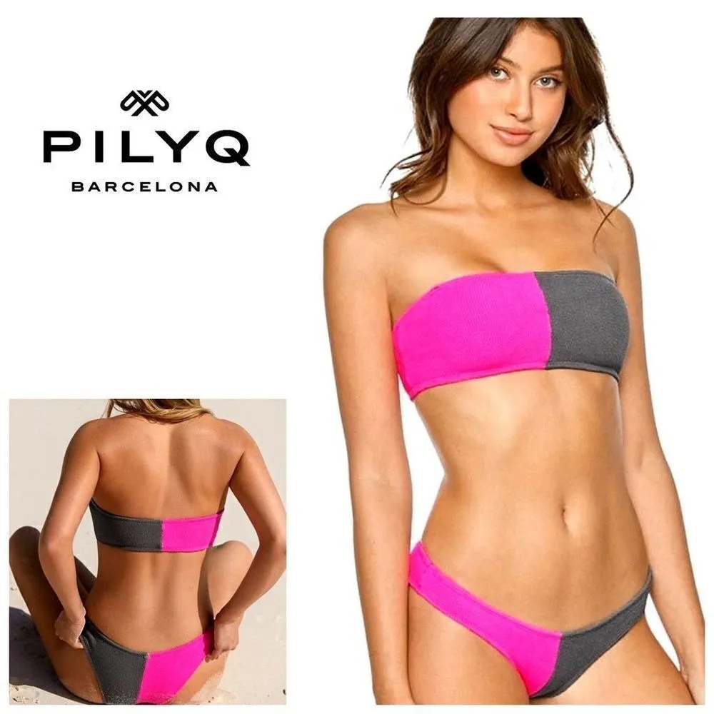 New. Pilyq pink and gray bikini set. M/S. Retails $178 - Image 2
