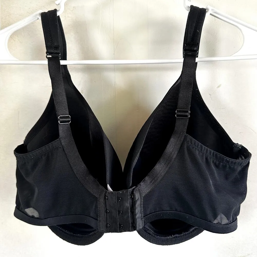 Cacique Intimates Full Coverage Bra Underwired Mesh Adjustable Strap Black 40DD - Image 4