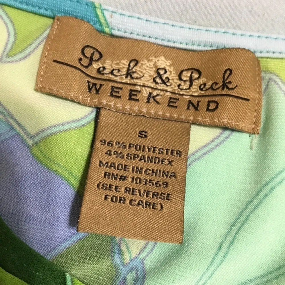 Peck & Peck Weekend 3/4 Sleeve Purple & Green Floral Stretch Casual Career Top S - Image 8