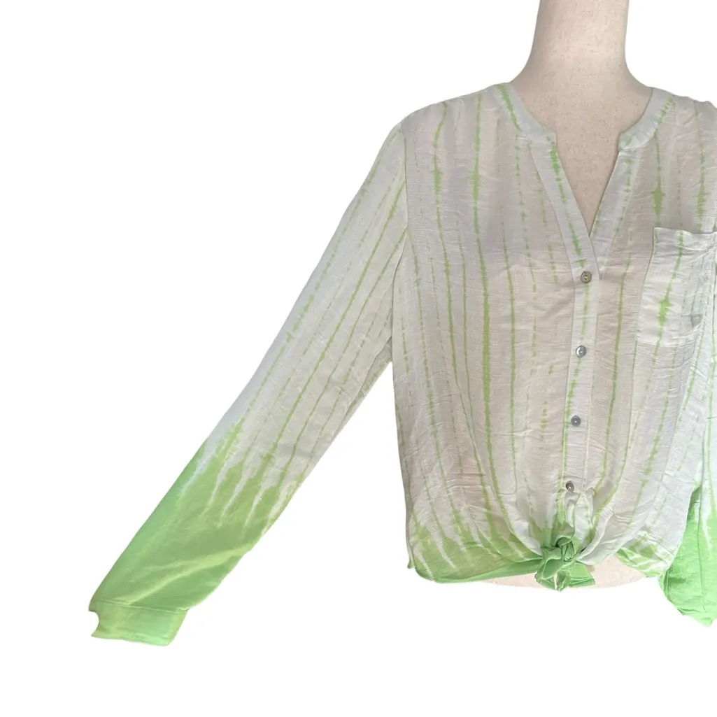 Zac & Rachel Tie Front Button down Blouse White Size L - Image 7