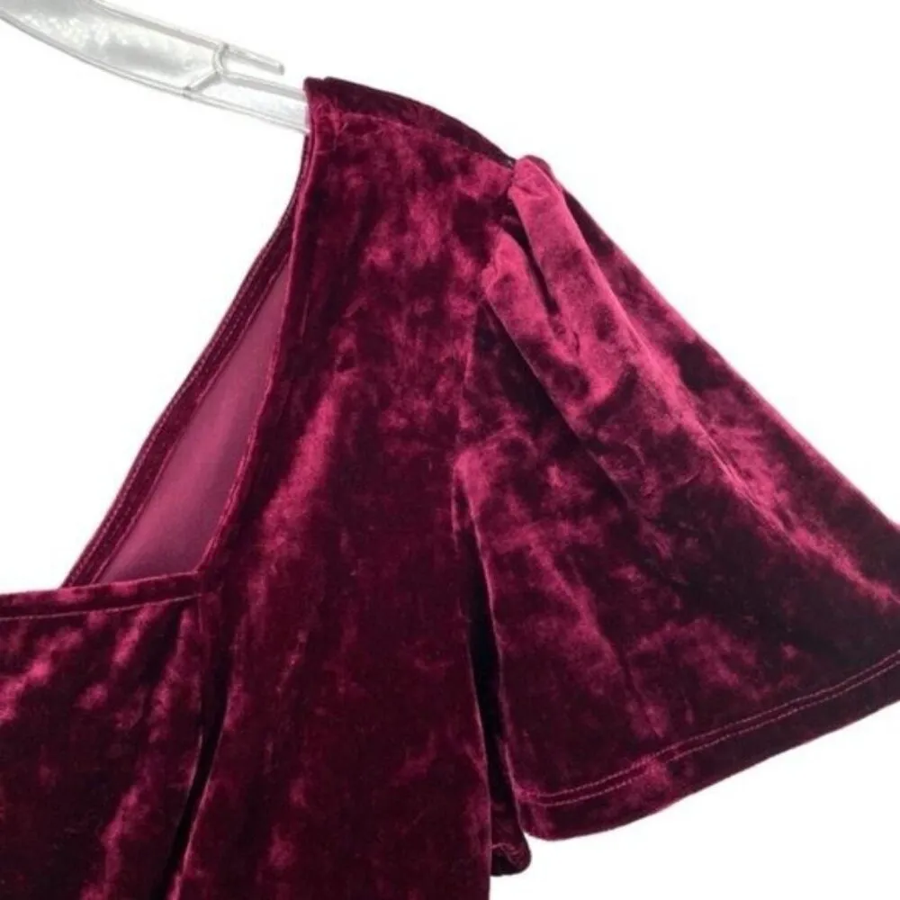 Crushed Velvet Babydoll Dress Goth Vamp Y2K Red Size L - Image 4