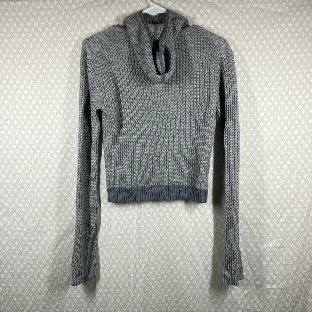 Guest In Residence Grey Houndstooth Cashmere Knitters Hooded Sweater Gray Size M - Image 5