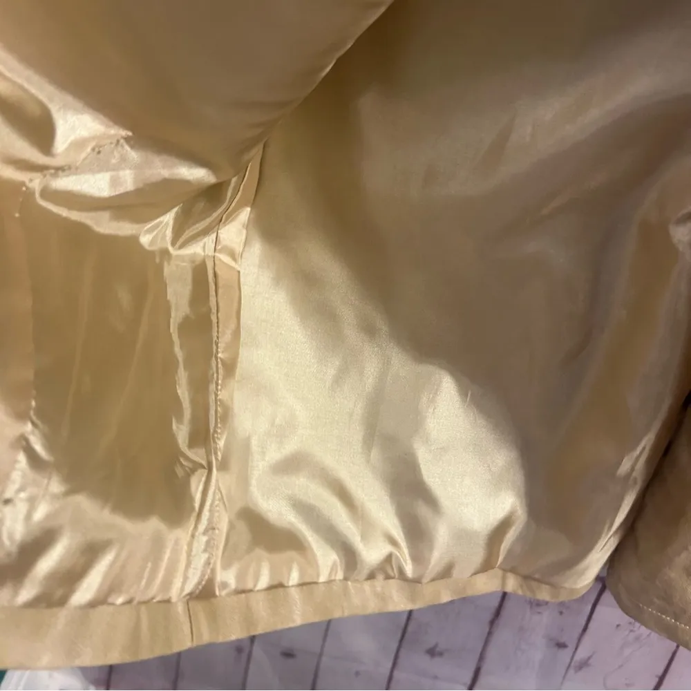 Symphony + Note faux leather tan v neck pocket dress retro neutral size Small - Image 4