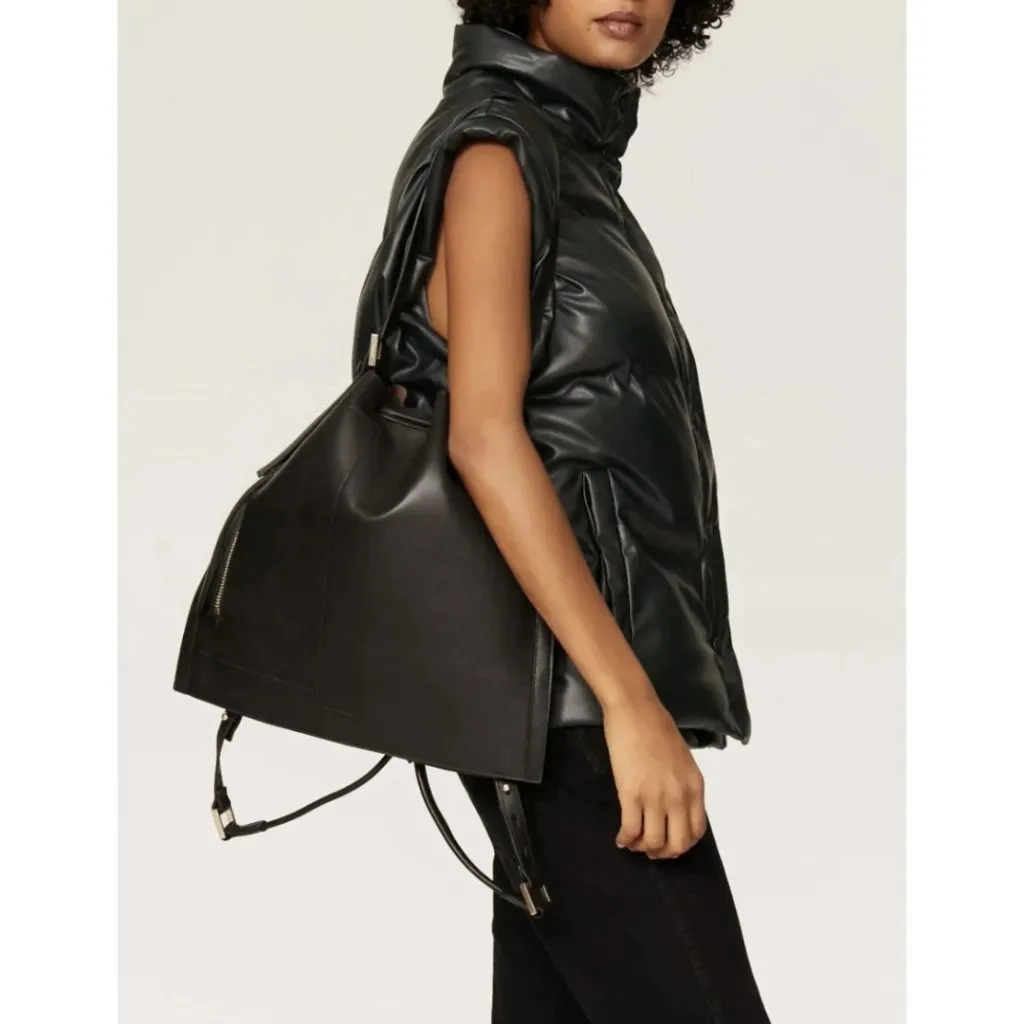 NWT AllSaints Alpha Convertible Black Leather Shoulder & Backpack - Image 5