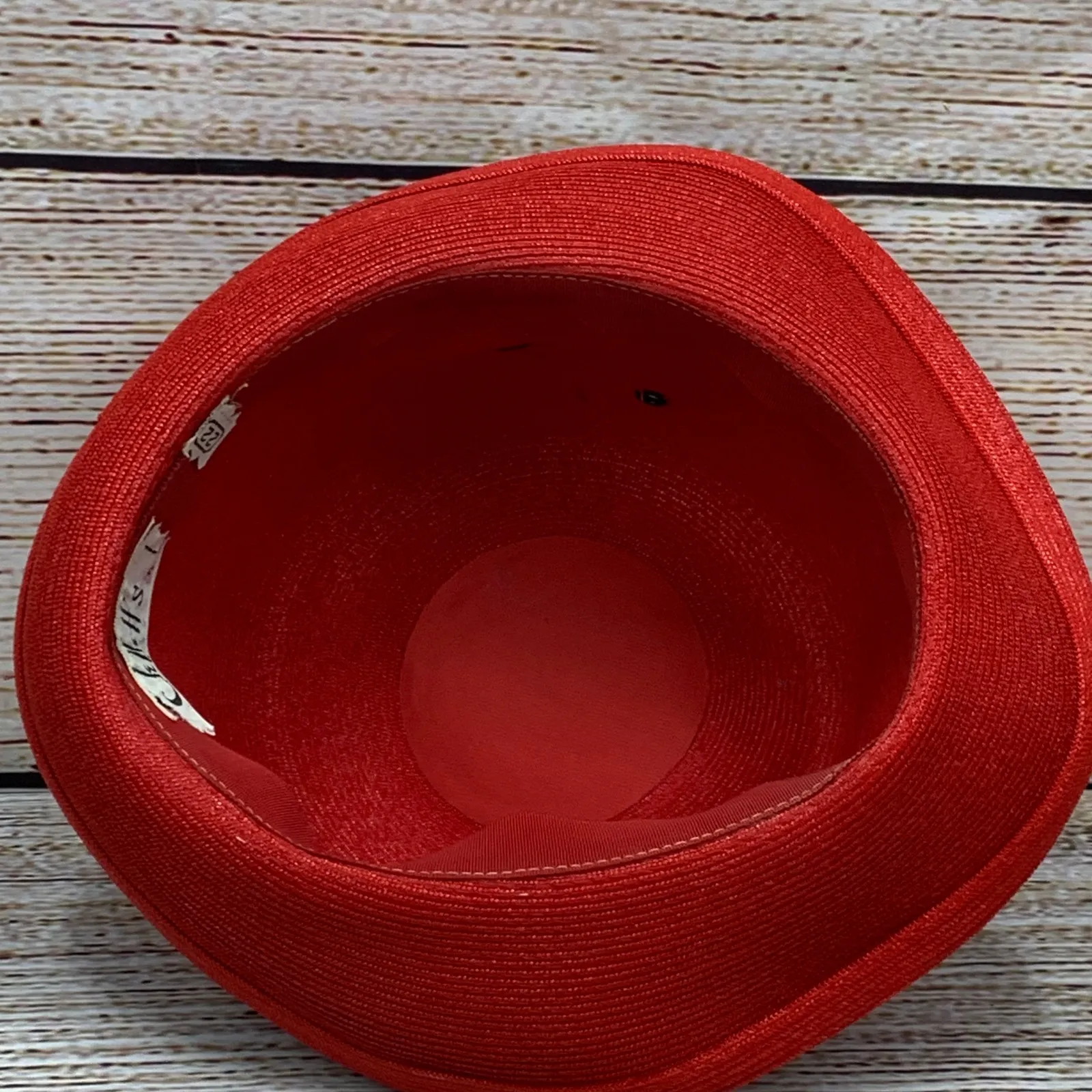 Vintage Jelleff's Red Straw Hat Womens Bow Accent Summer‎ Fashion - Image 4