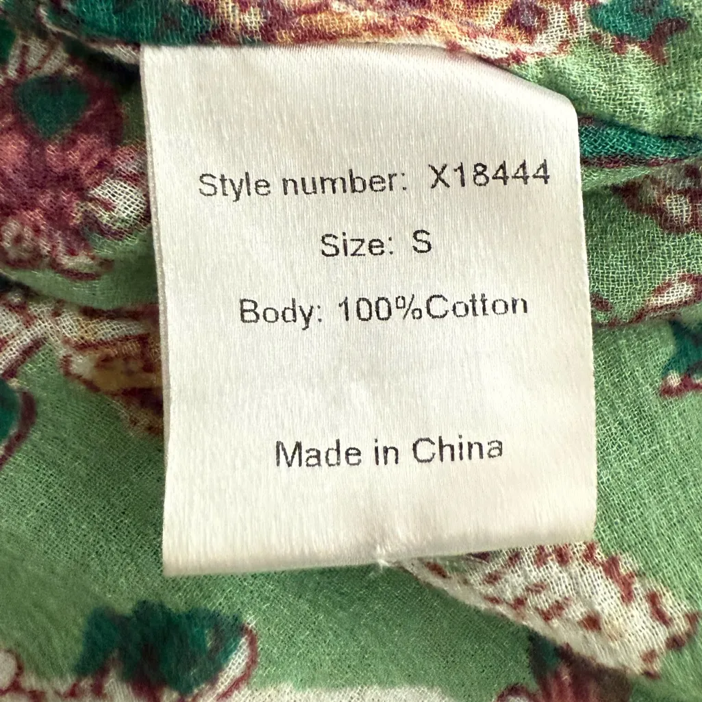 Xirena Camelia Dress Green Jade Midi Boho Peasant Floral Size Small - Image 8