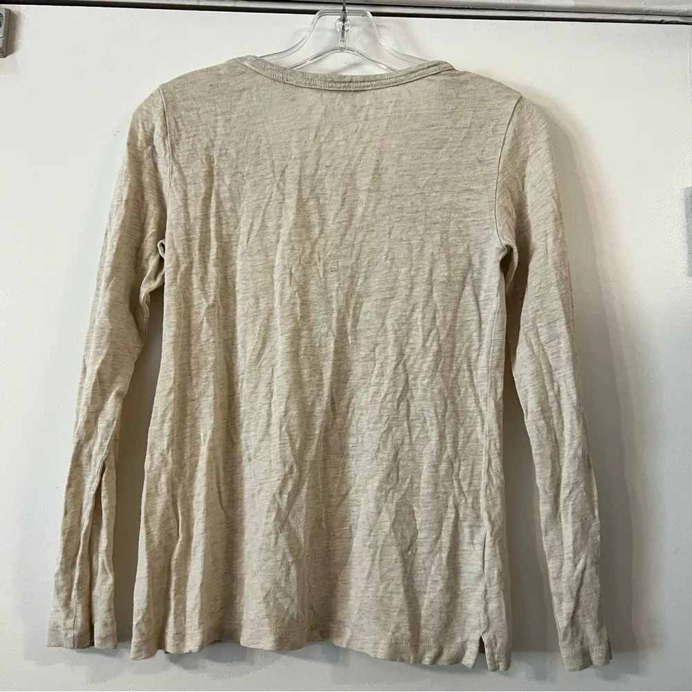 Country Road Linen Blend Long Sleeve Tee T-Shirt Cream XXS Minimalist Capsule - Image 7